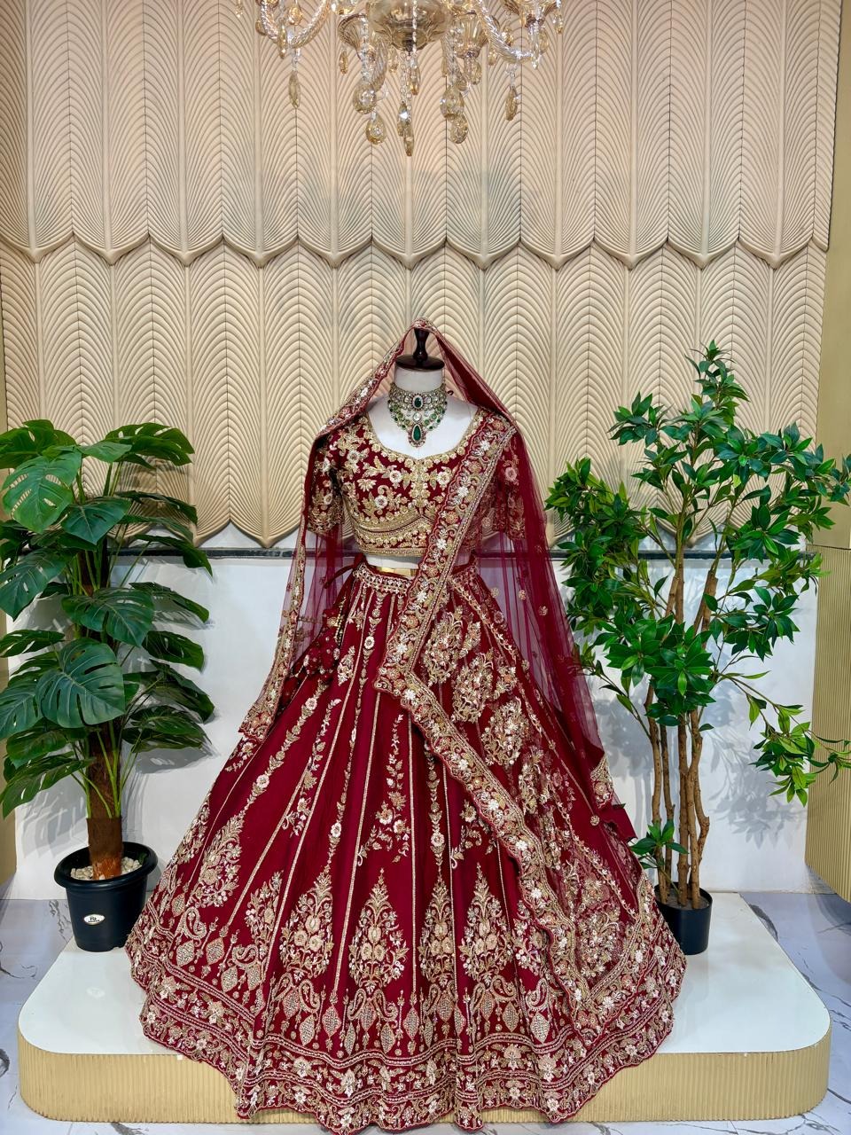 Maroon Handwork bridal  Lehenga 