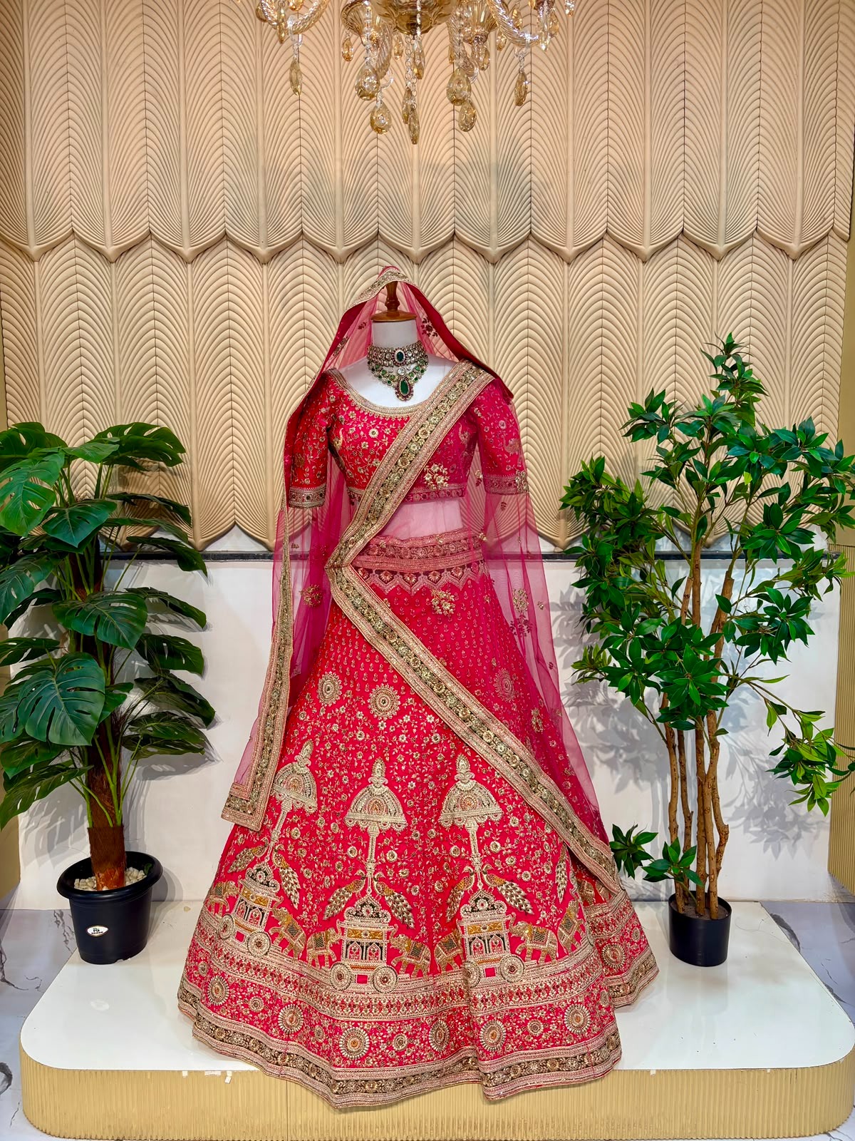 Neon Pink Bridal Lehenga 
