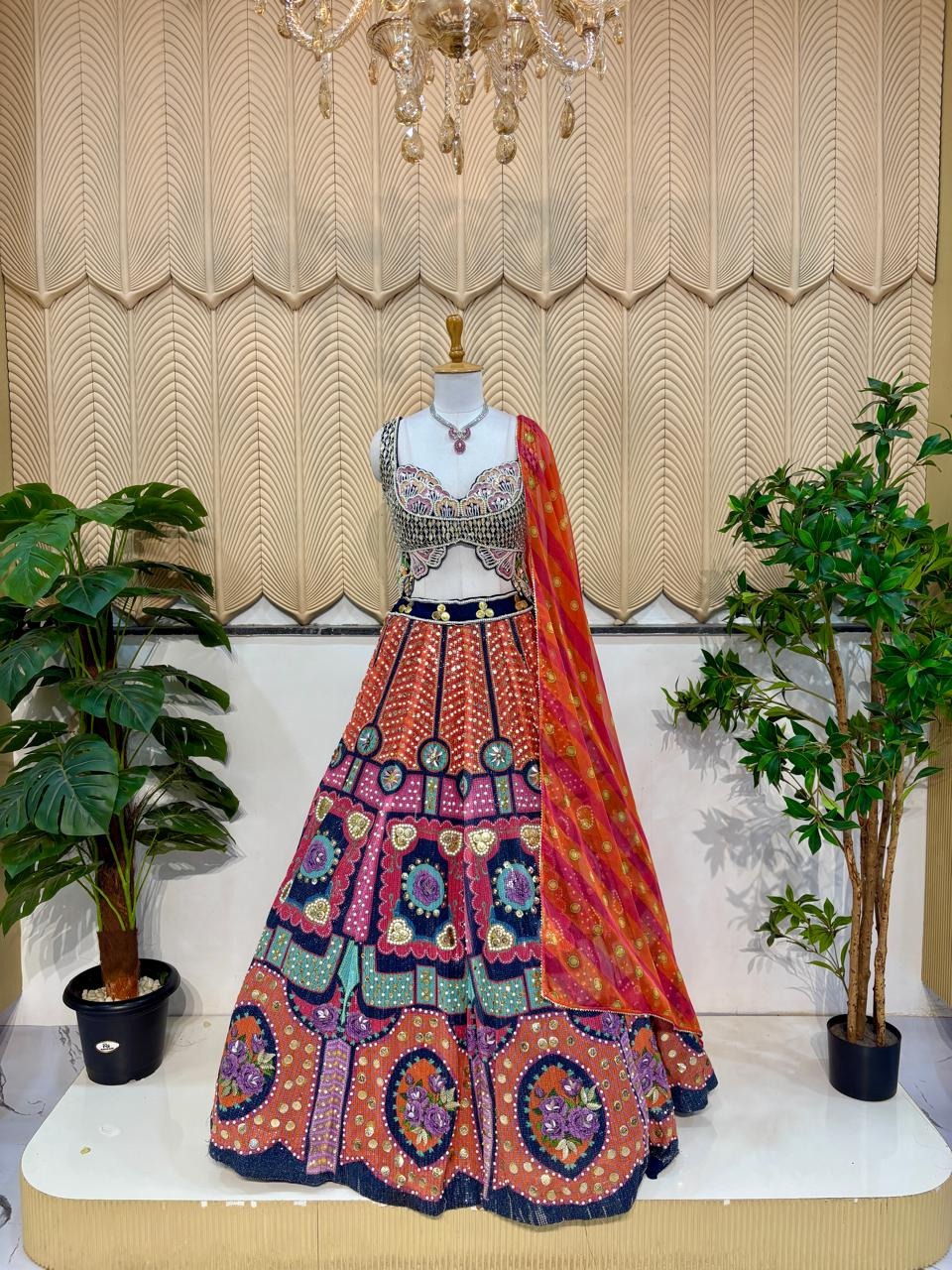 Multi colour pdp lehenga 