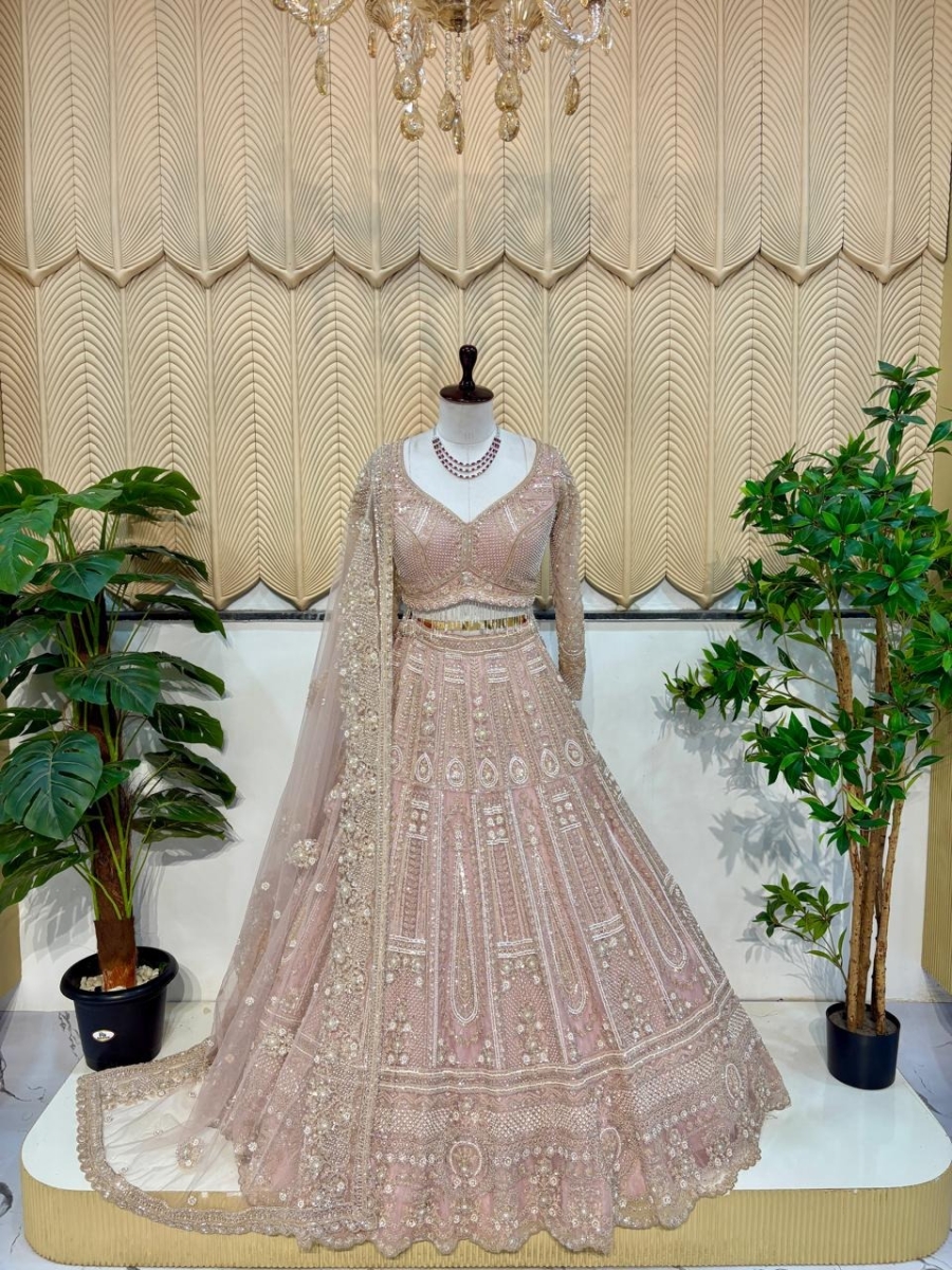 Pink work lehenga