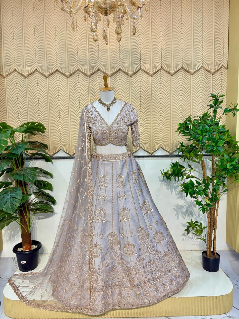 Grey handwork lehanga