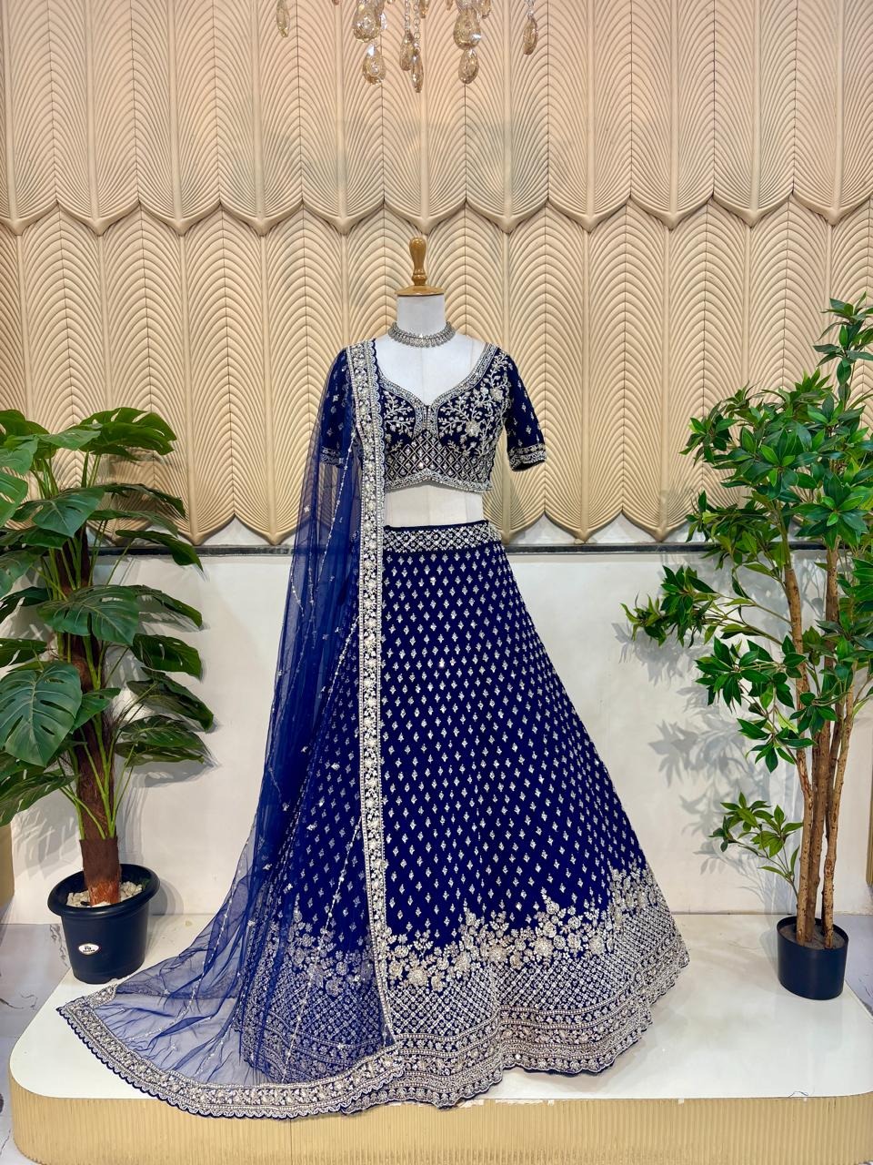 Nevy blue work Lehenga