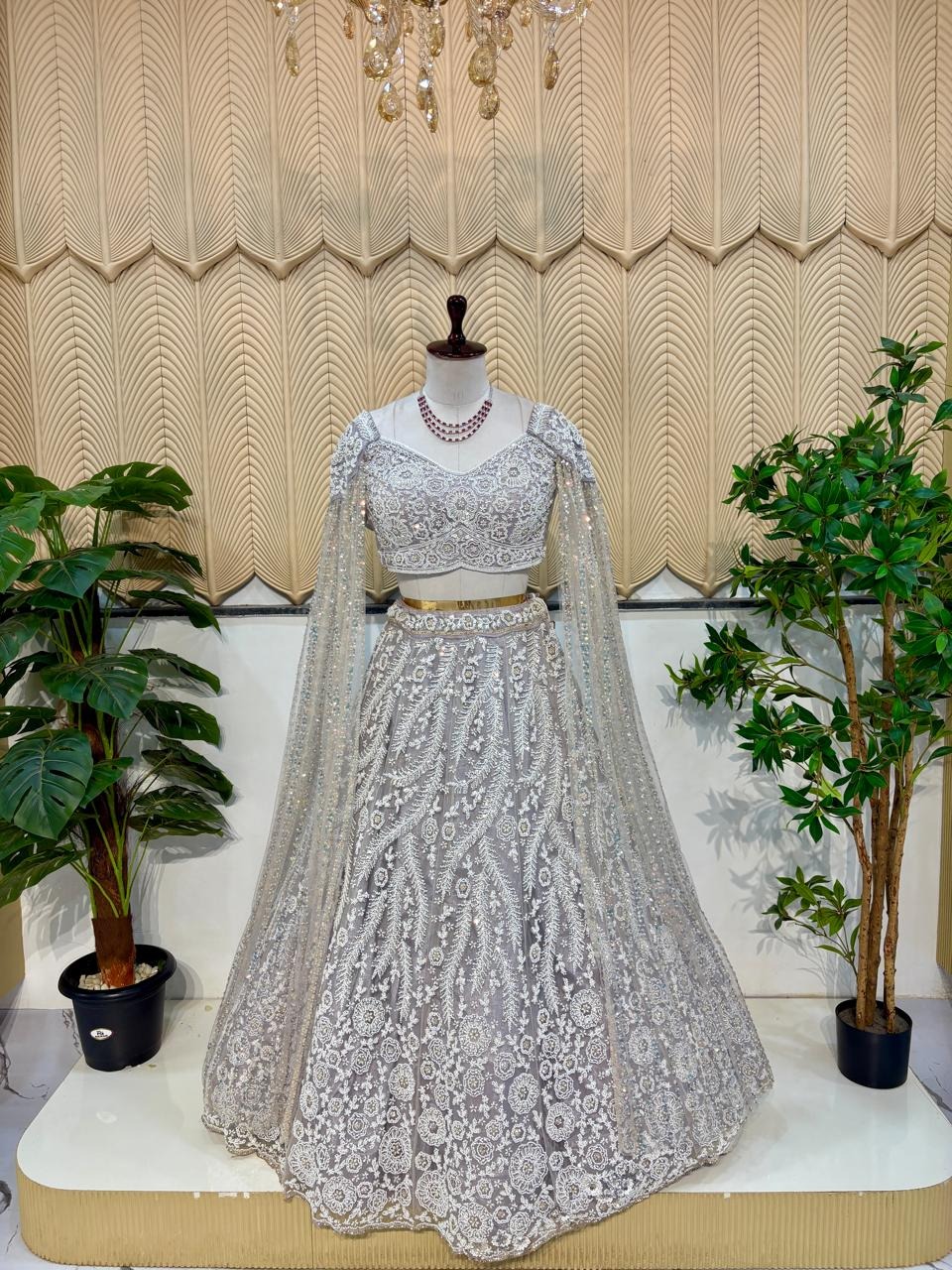 Grey Moti work lehenga 