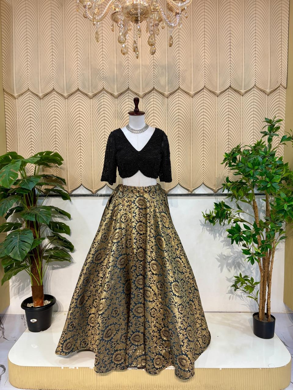 Brocade Black Lehenga 