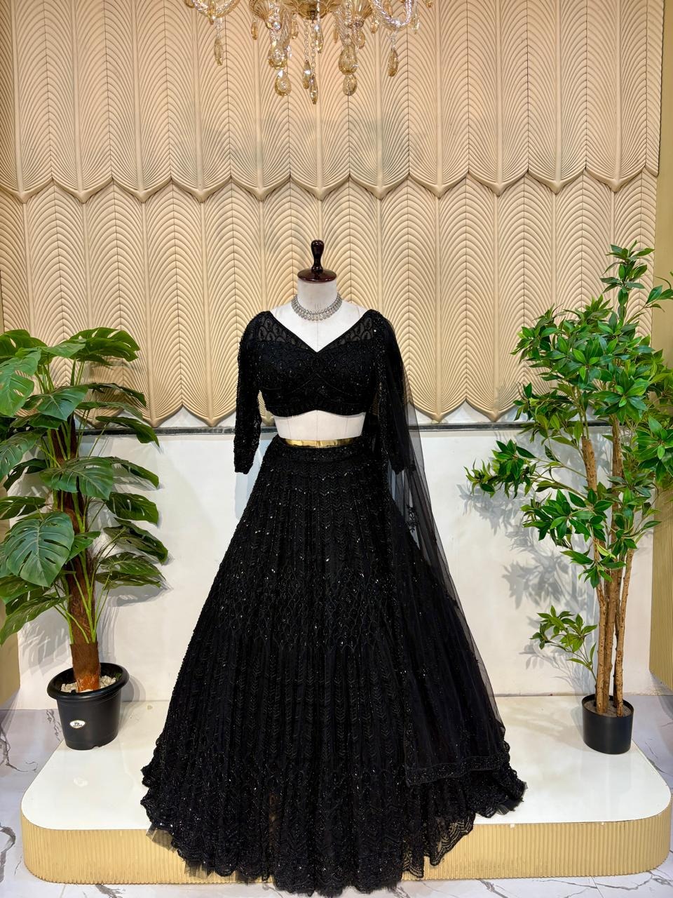 Black lehenga full work 