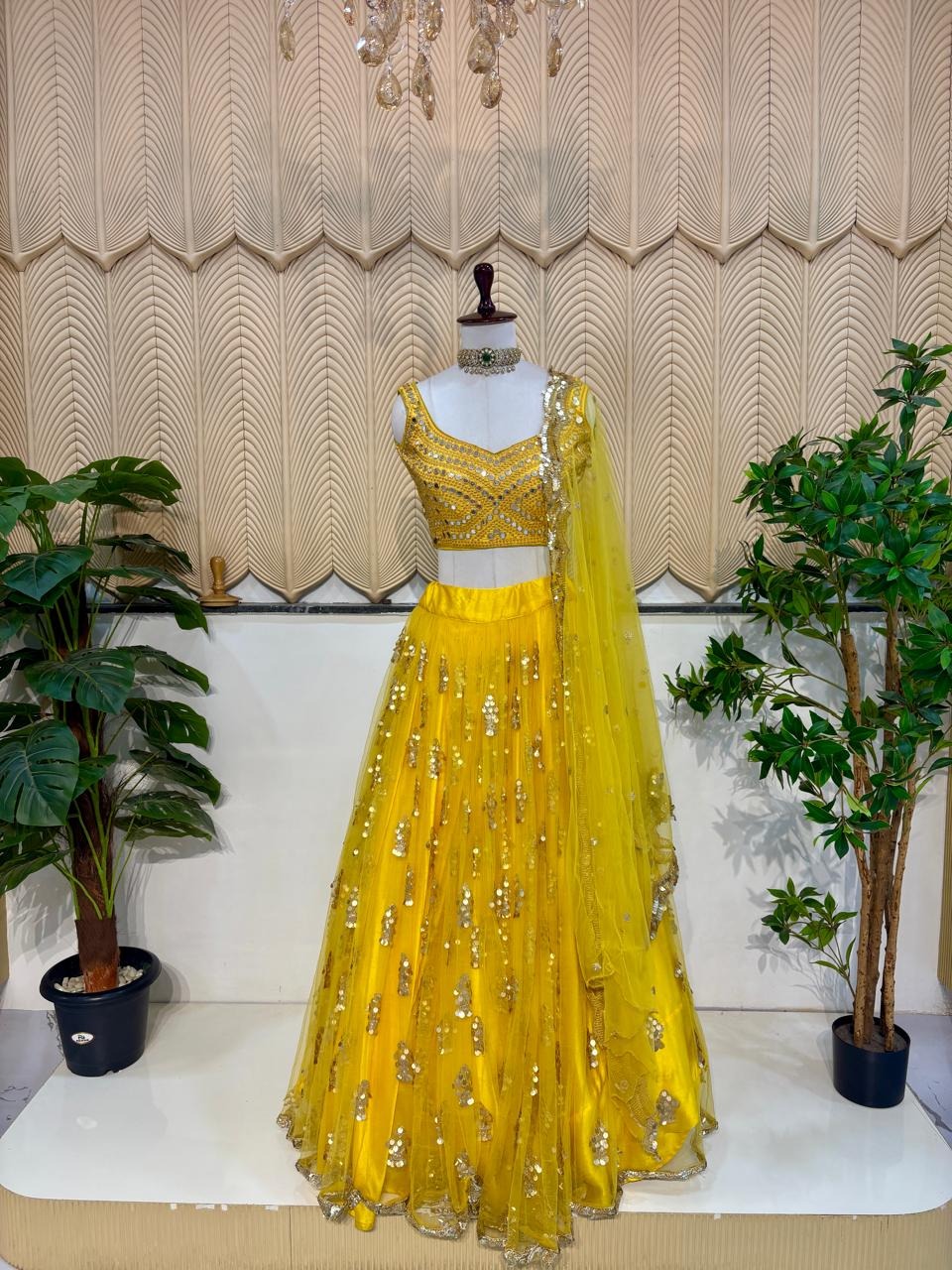 Yellow Lehnga with sequine blouse