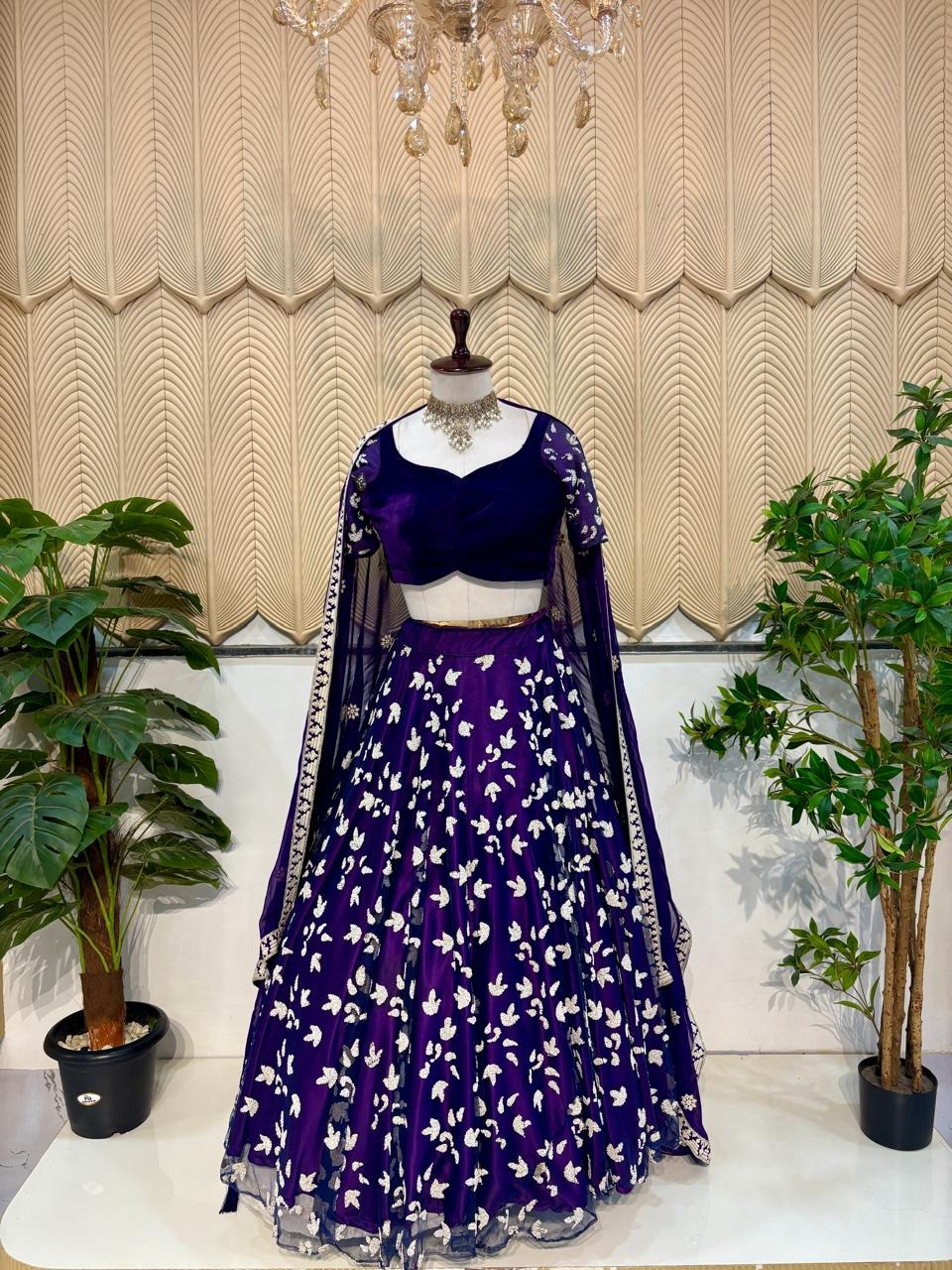 Purple Lehenga With Moti Work