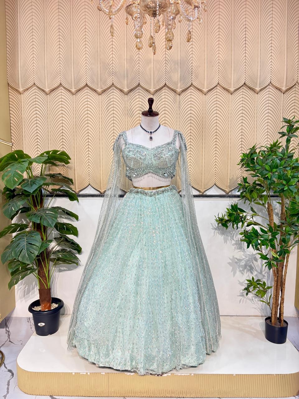 Sky blue lehnga