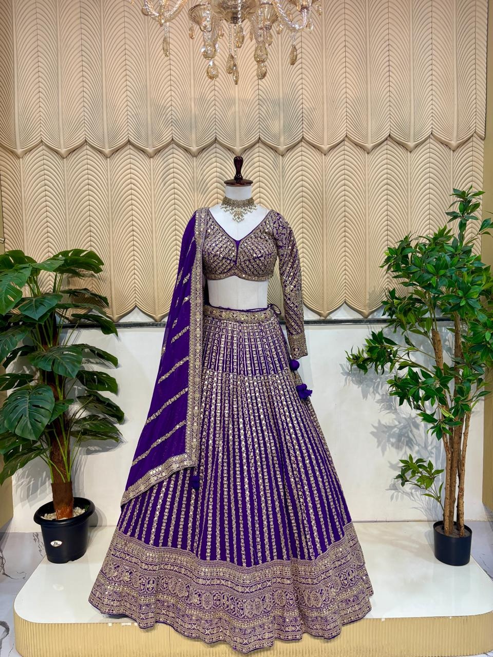 Purple Full Sleeves Lehenga 