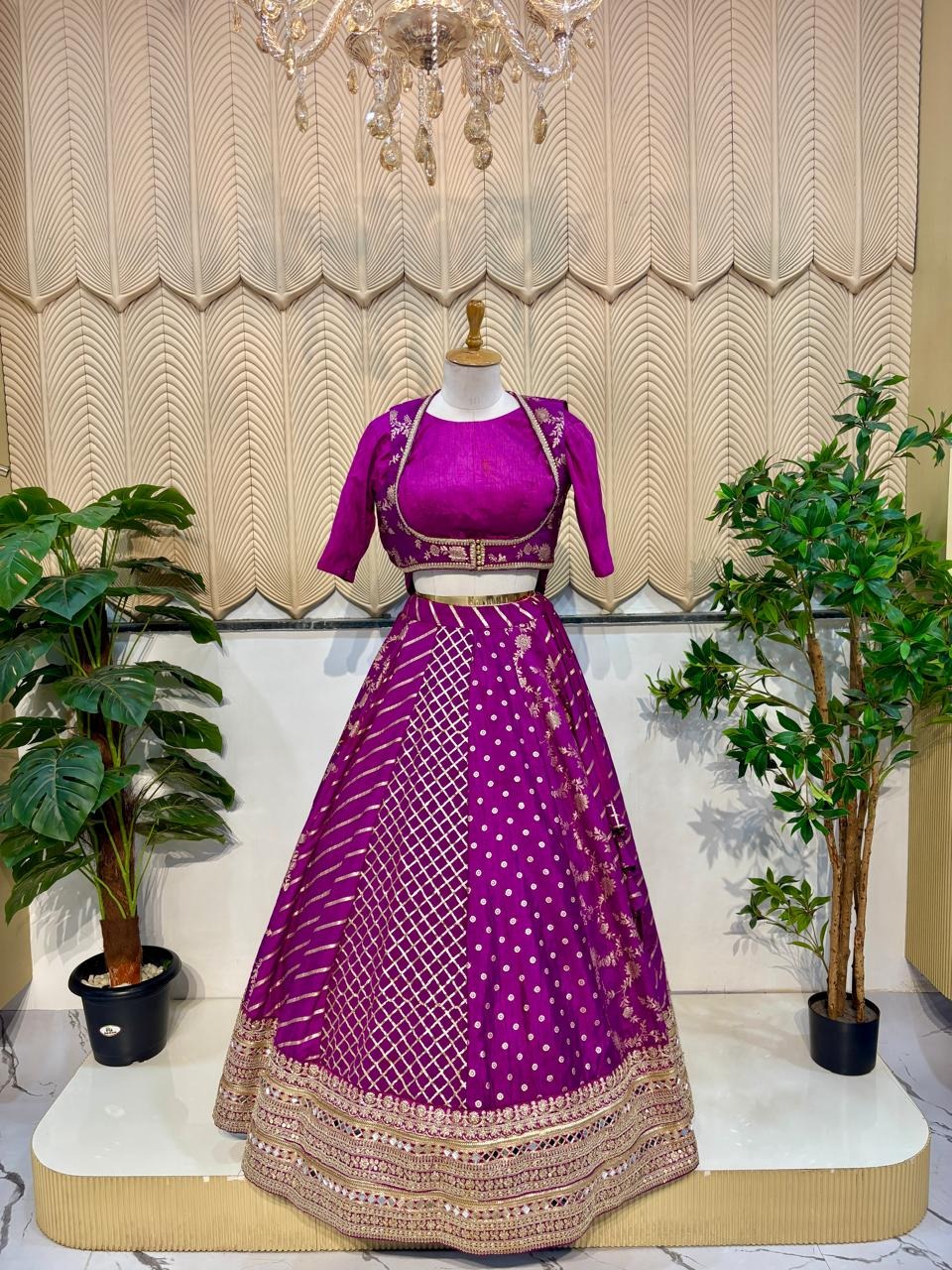 Purple Brocade Lehenga