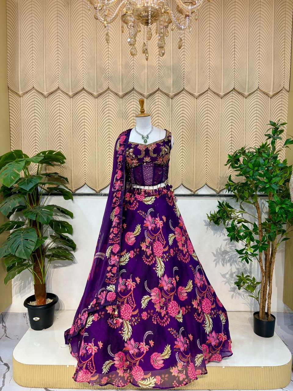 Purple floral Lehenga 