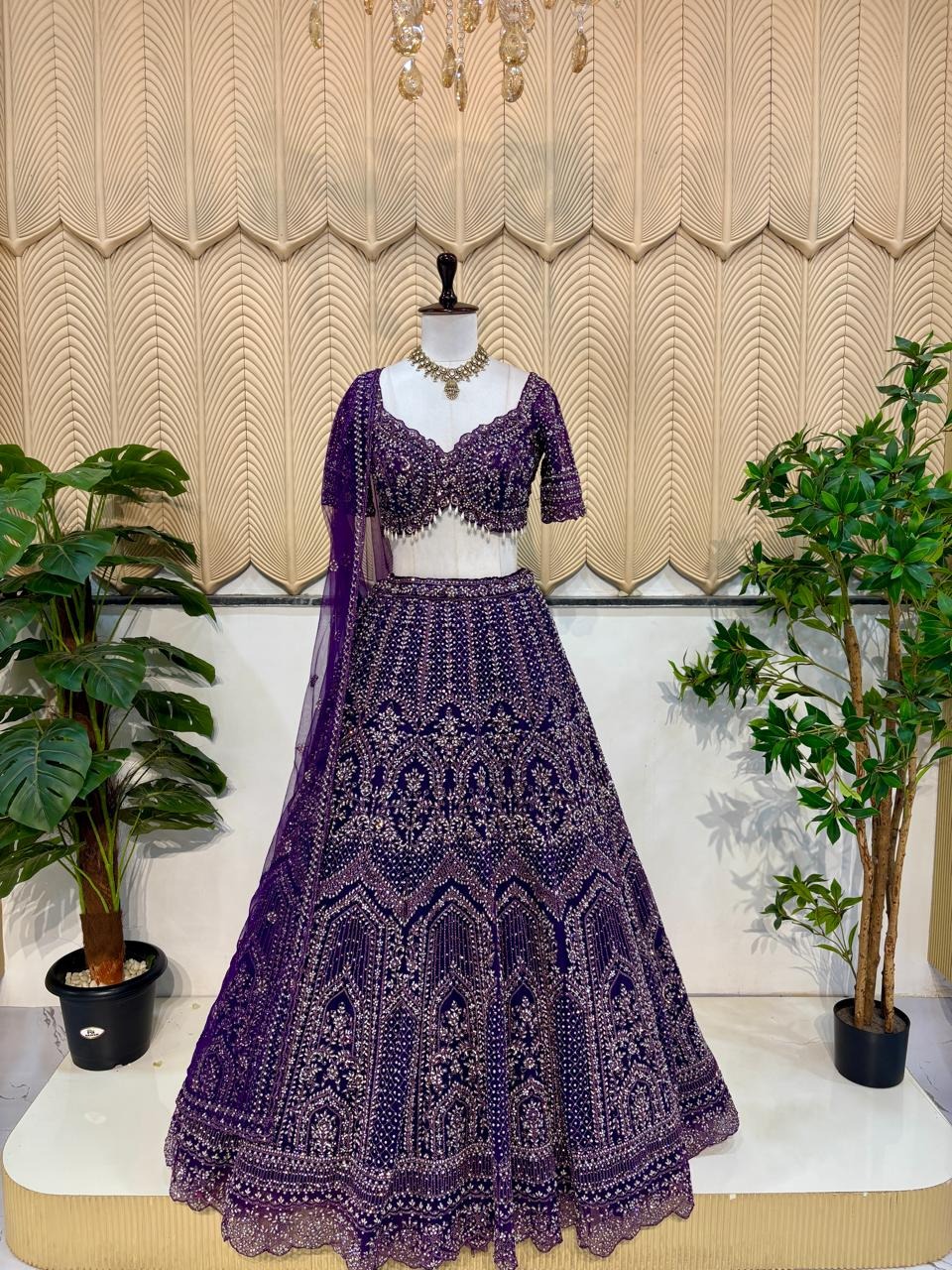 Purple new work lehenga