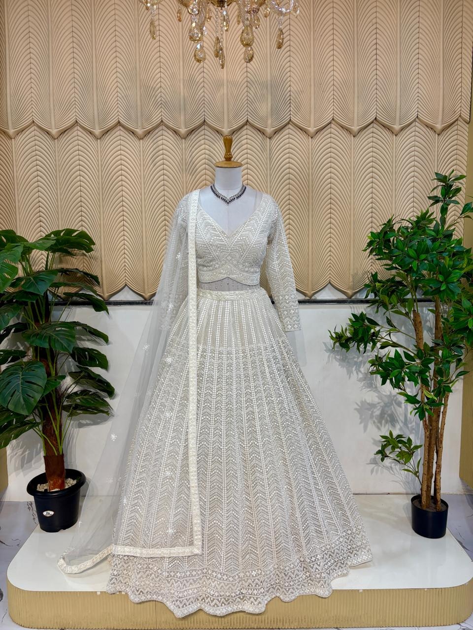 White lehenga 