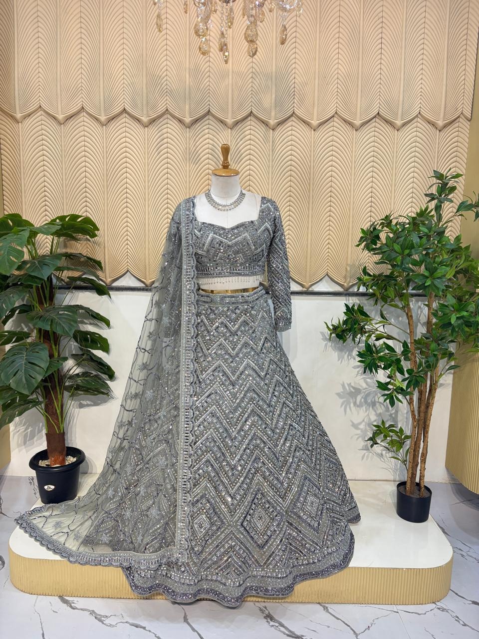 Grey Work Lehenga 
