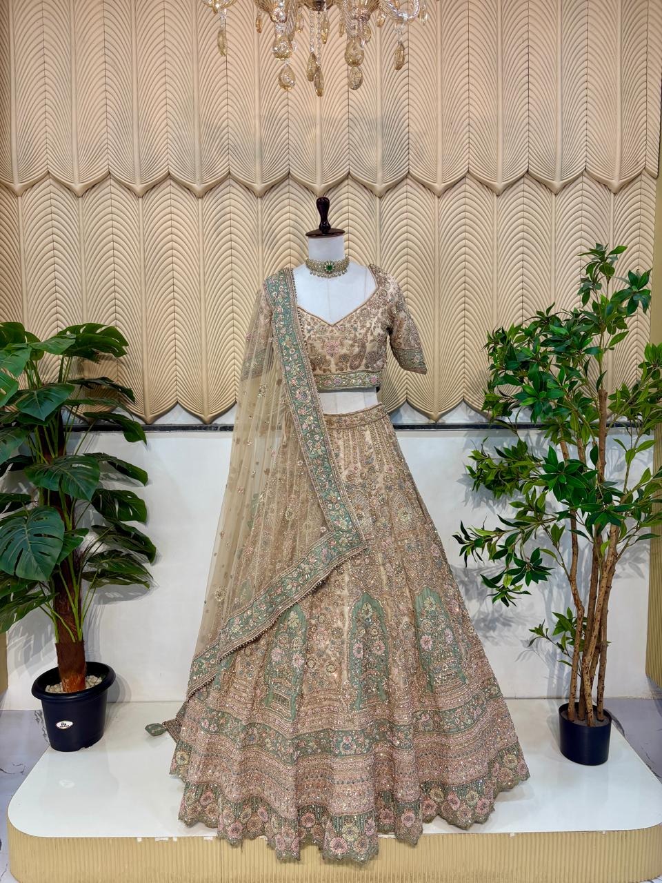 Peach Handwork Lehenga 