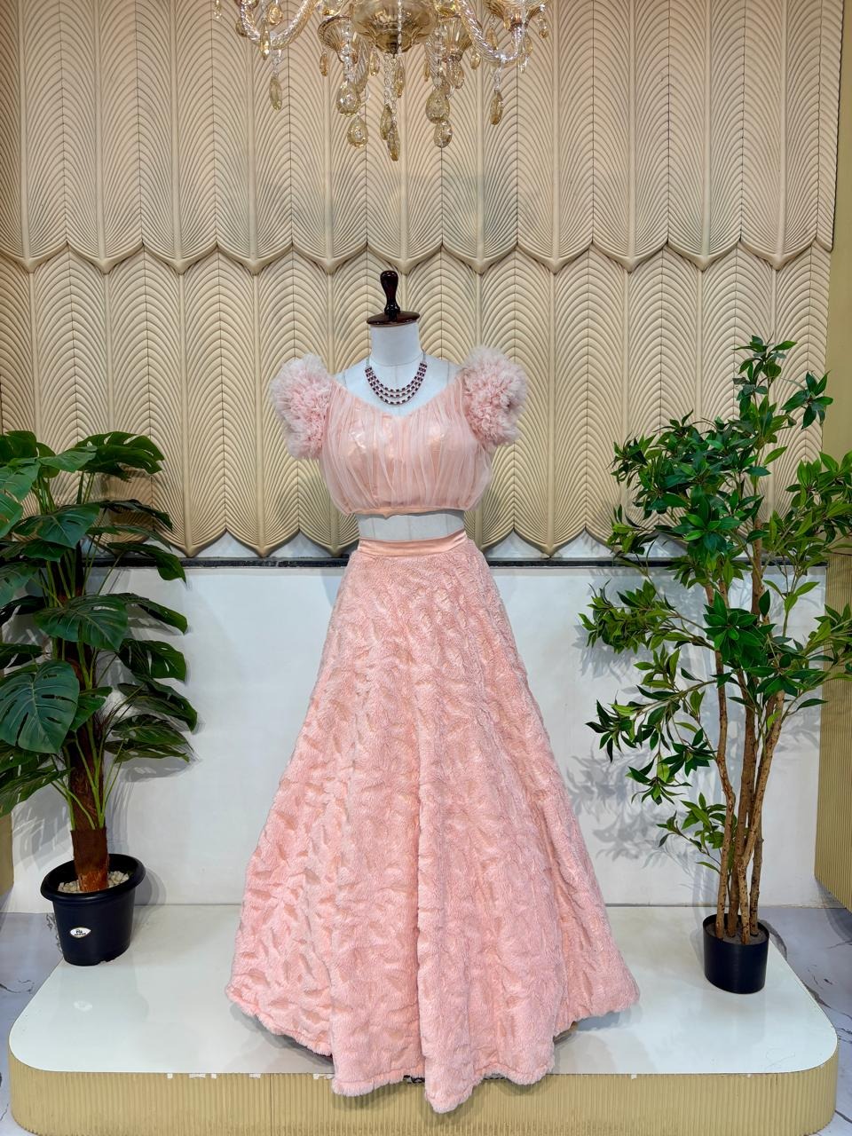Baby Pink Fur Lehenga