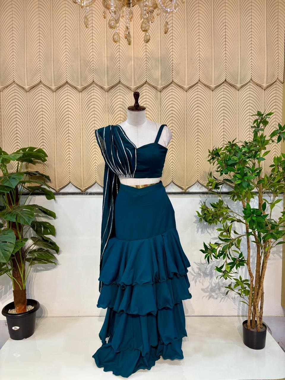 Green Frill Lehenga