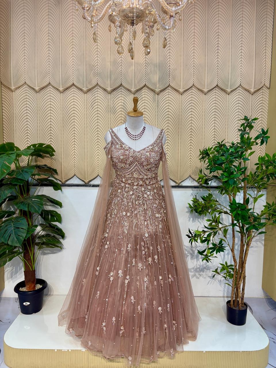 Beige small work ball gown 