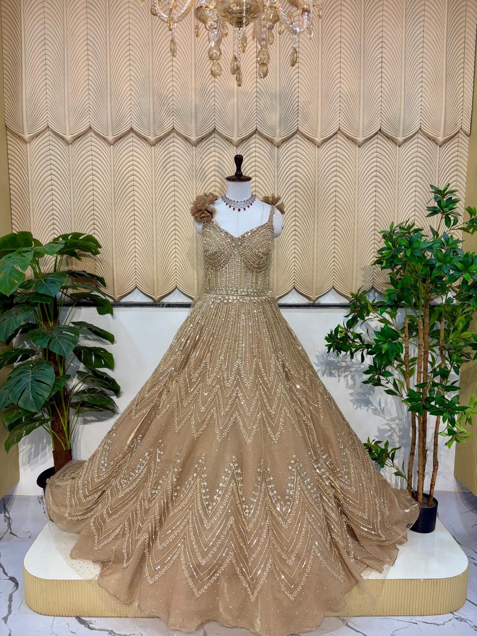Beige Handwork Ball Gown