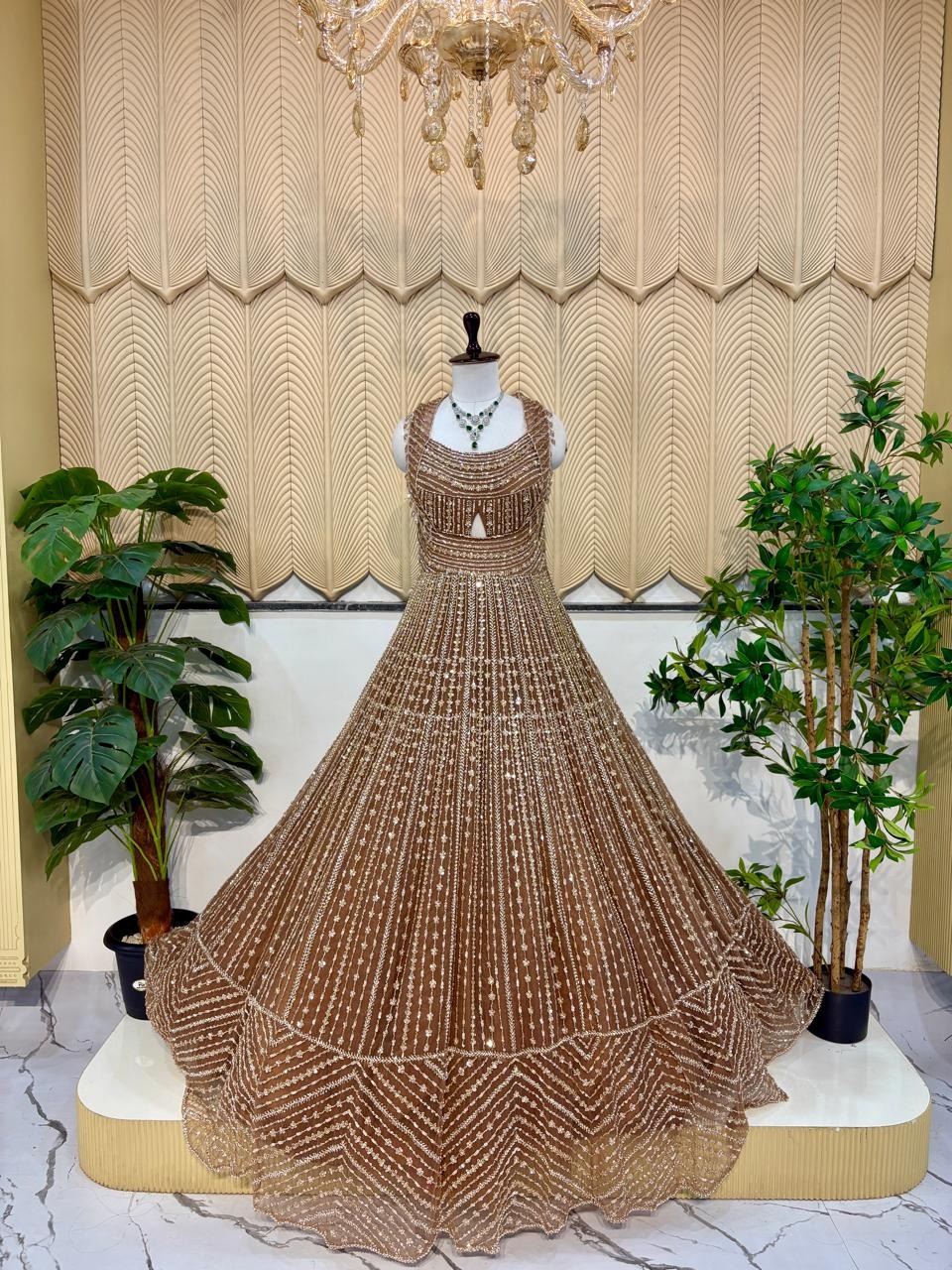 Brown Handwork Ball gown 