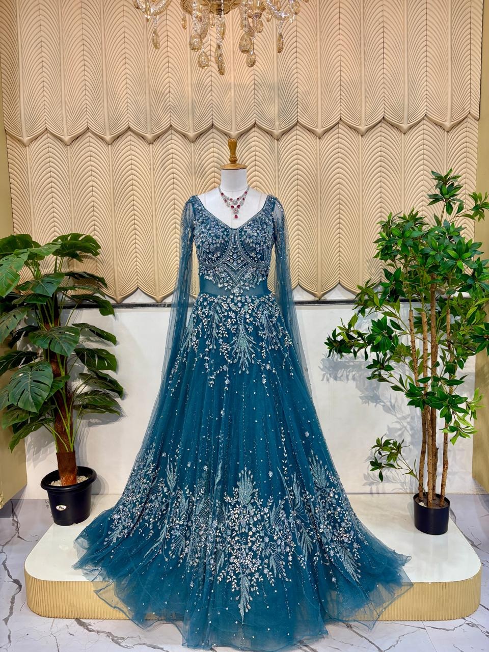 Blue work  ball gown 