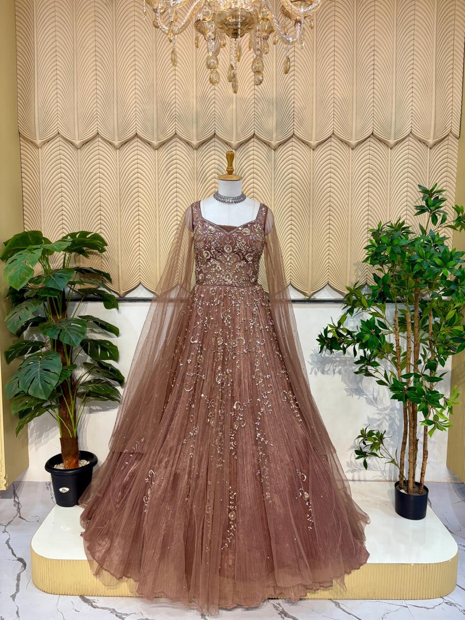 Brown work ball gown 