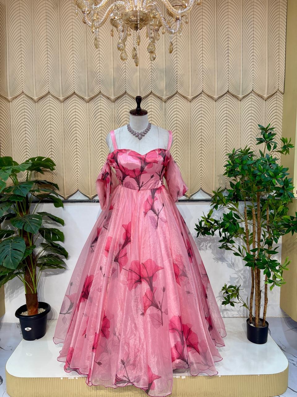 Pink Floral Ball Gown
