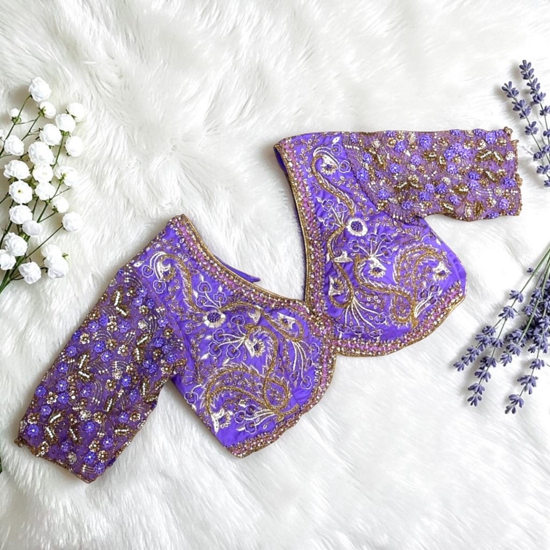 Lavender Aari work blouse 