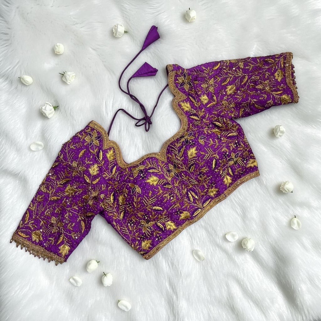 purple work blouse 