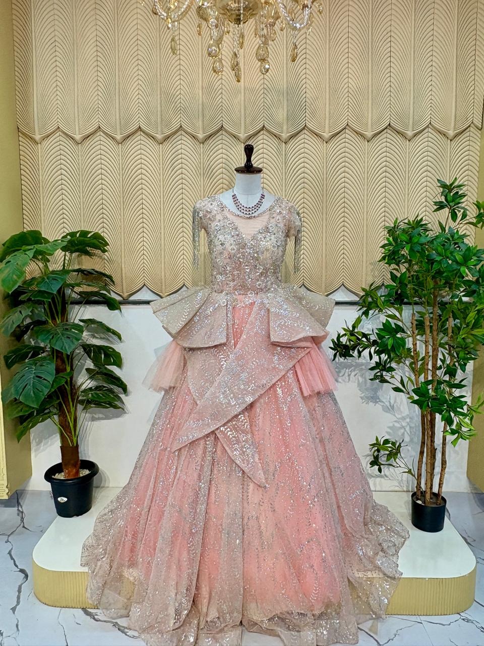 Pink peach ball gown 