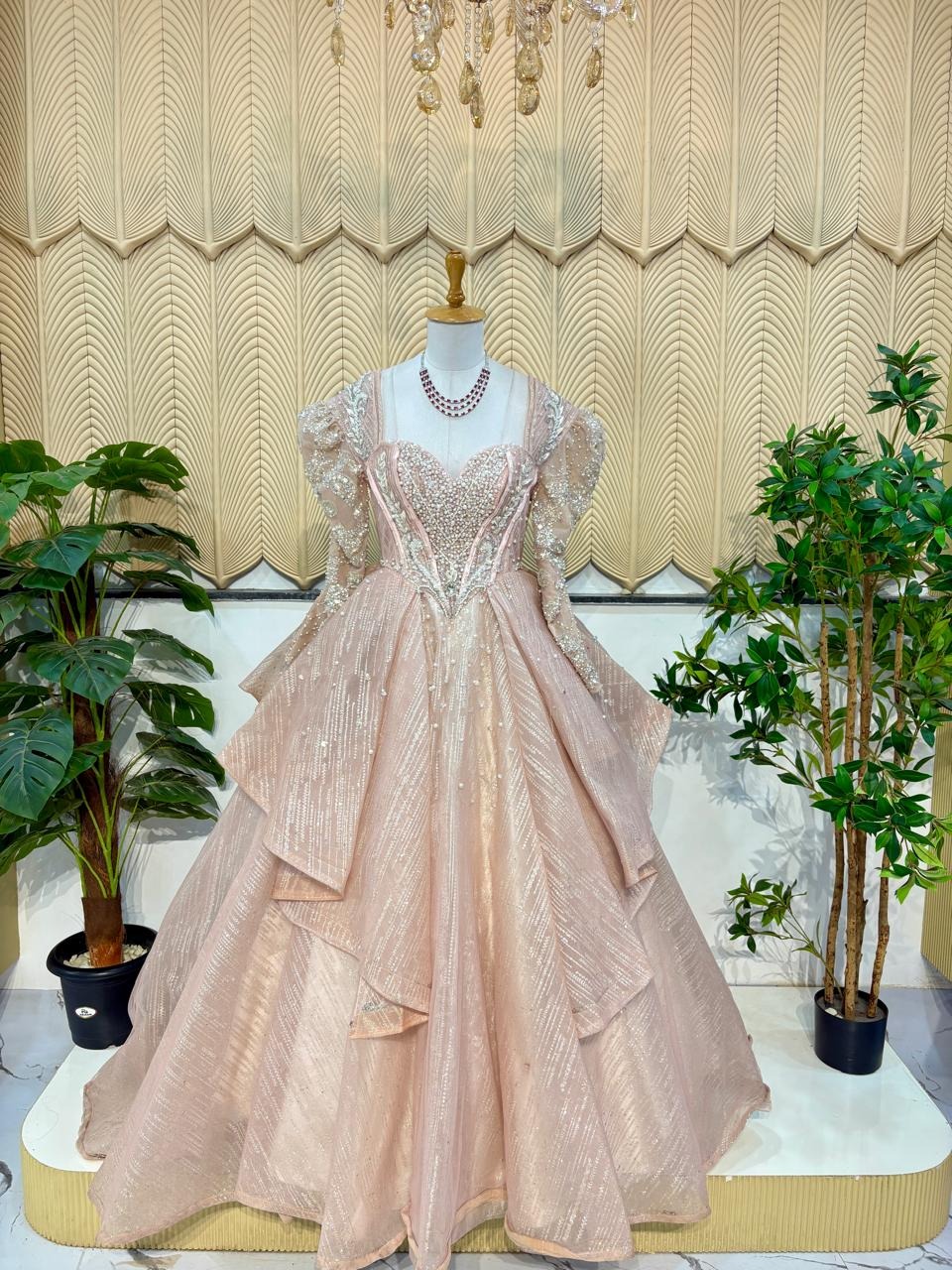 Pink trail ball Gown 