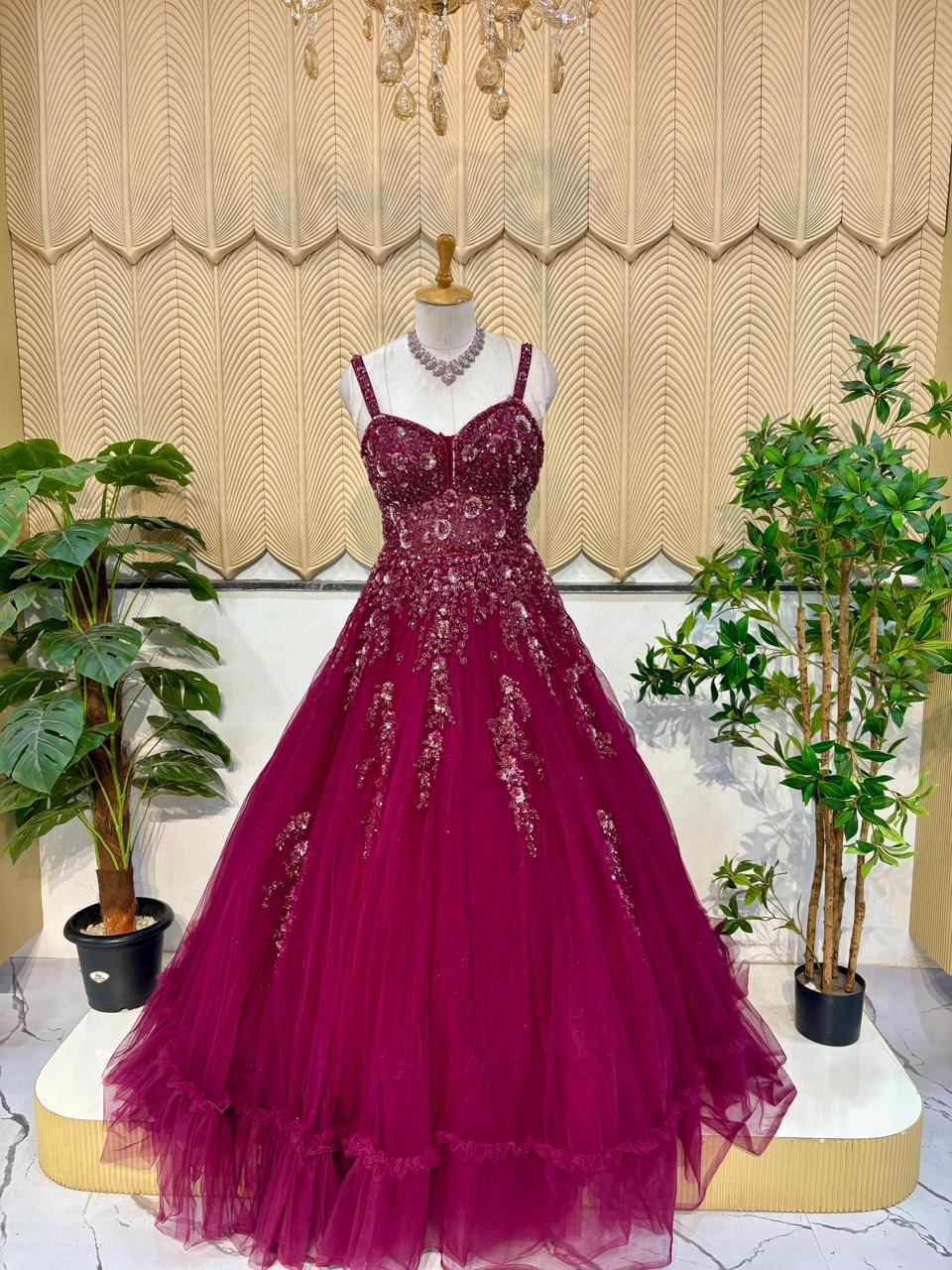 Wine ball gown 