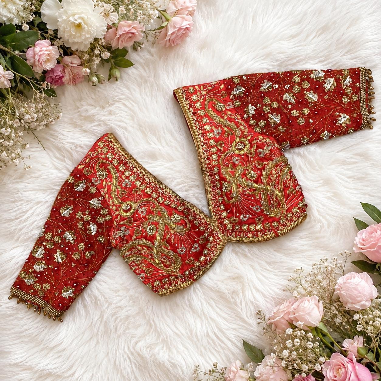 Red Handwork Blouse