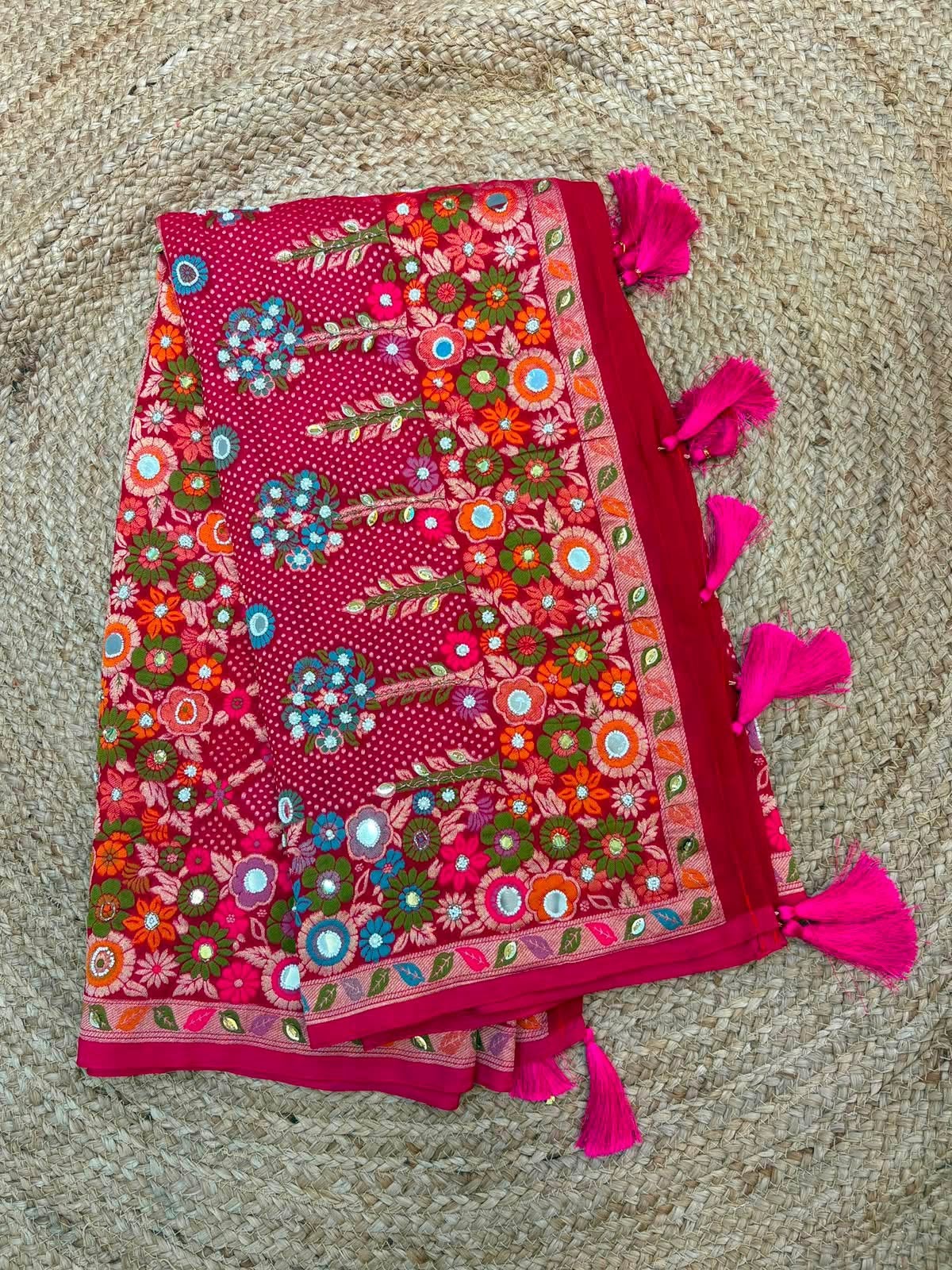 Pink Bandhani Dupatta