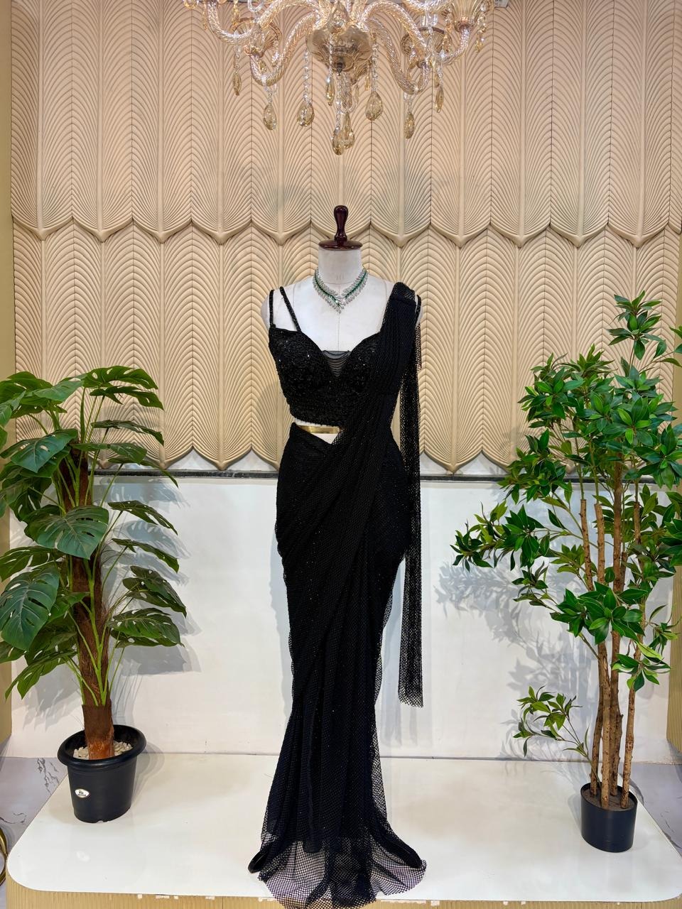 Black net Saree