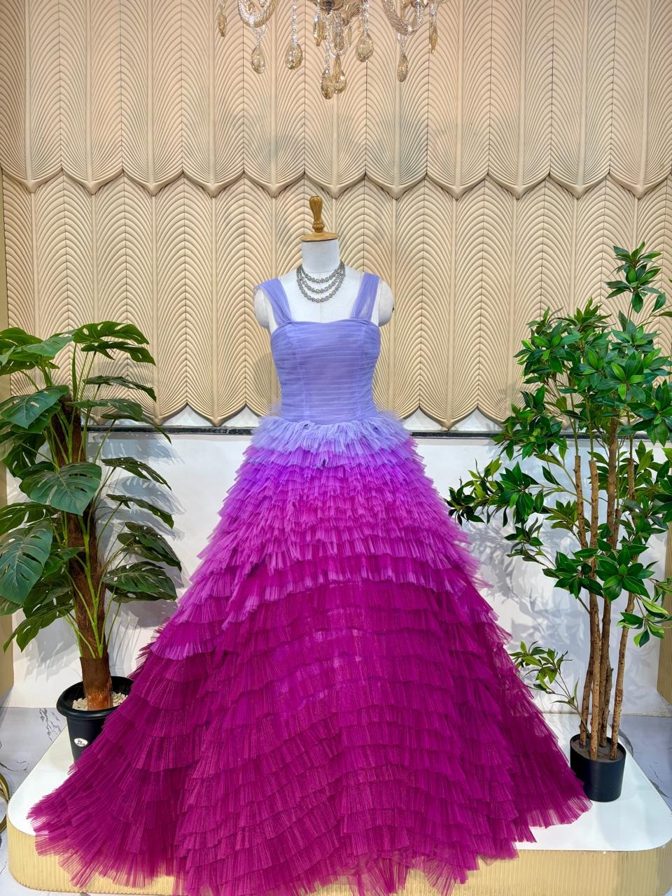 Purple Multicolour Ball Gown