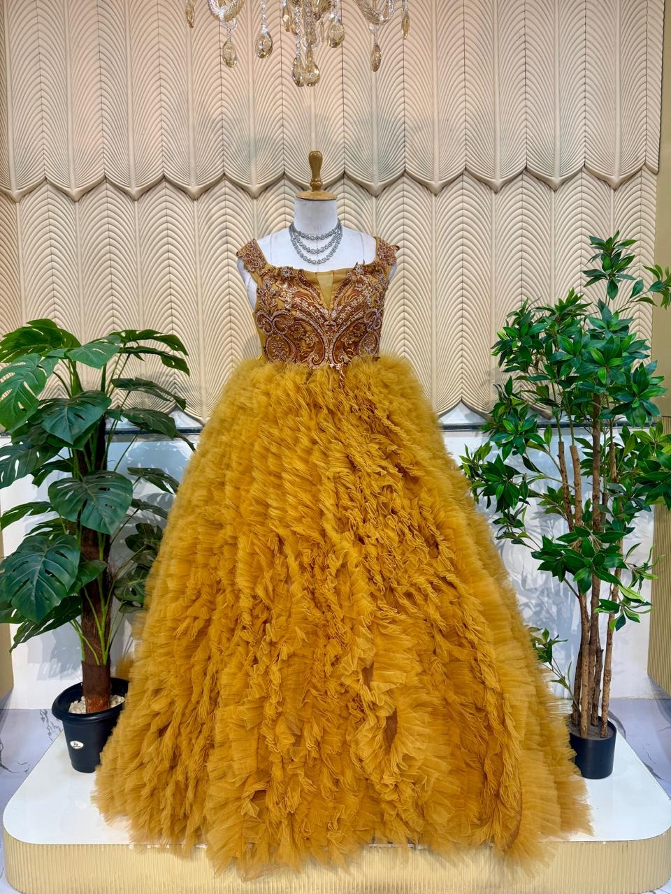 Yellow ruffle gown 