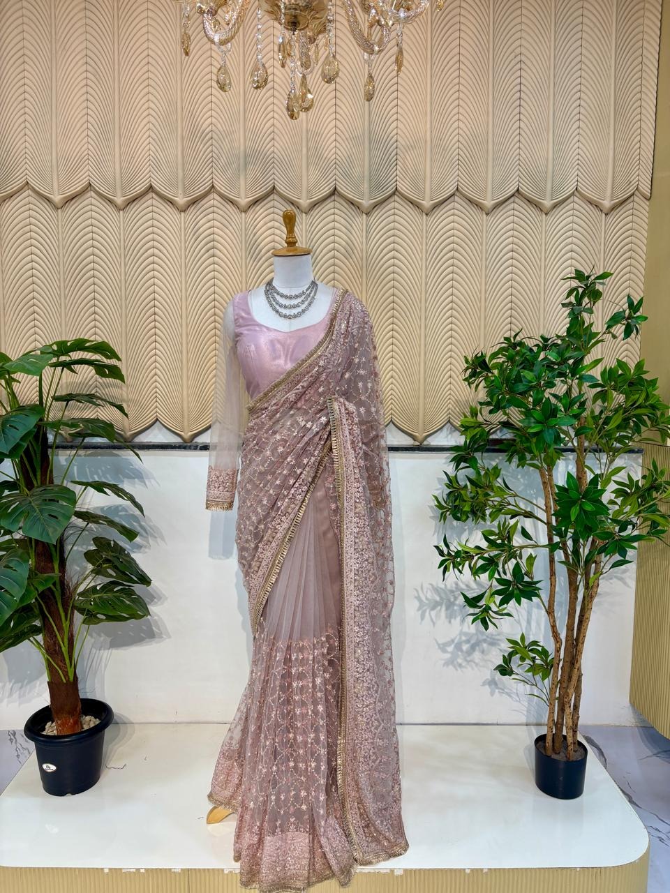 Light Purple Net Saree