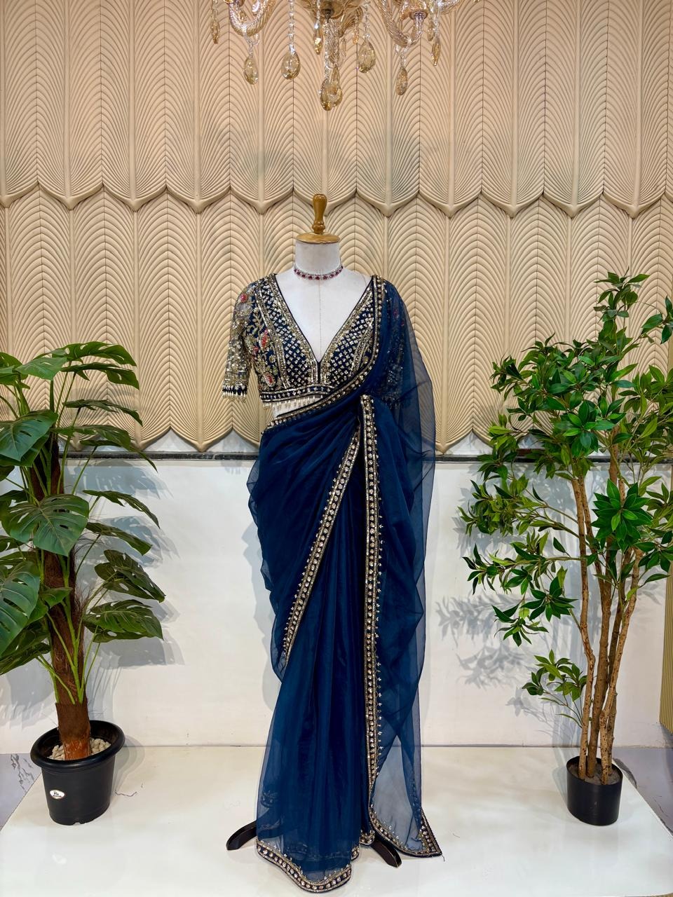 Nevy Blue western saree