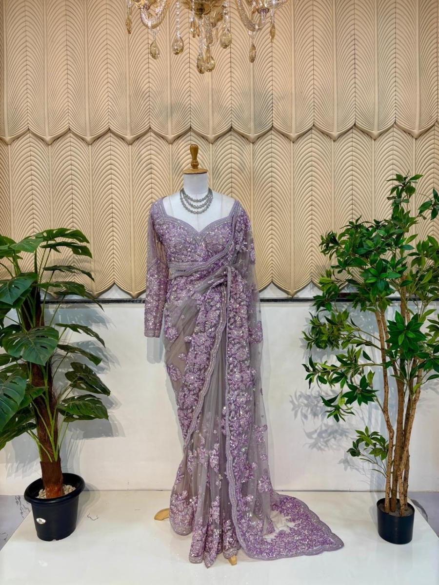 Lavender weastern saree