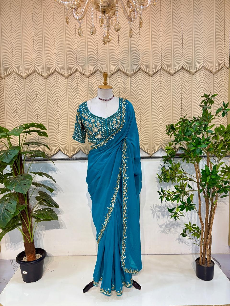 Peacock Green western saree