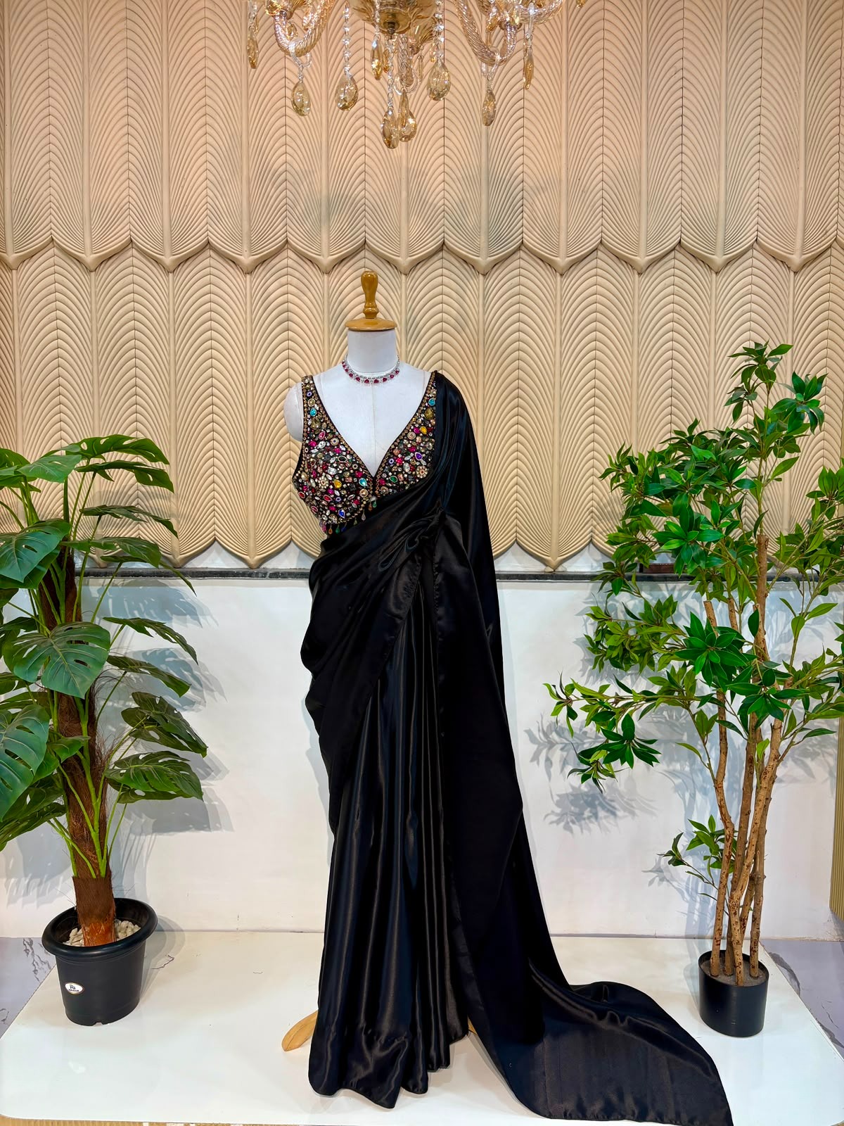 Black Plain Saree