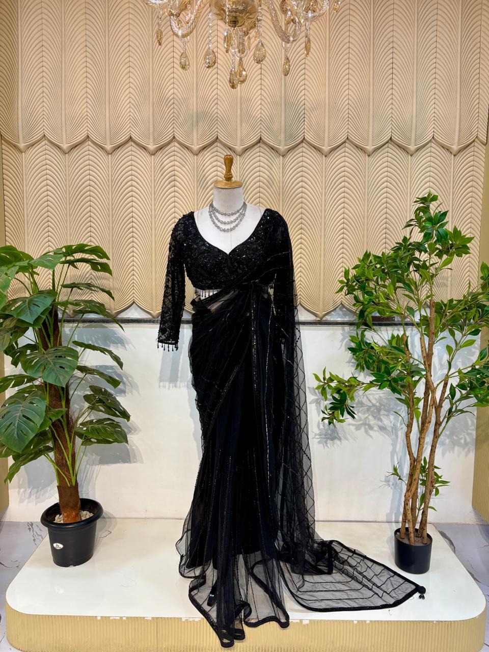 Black Western Saree