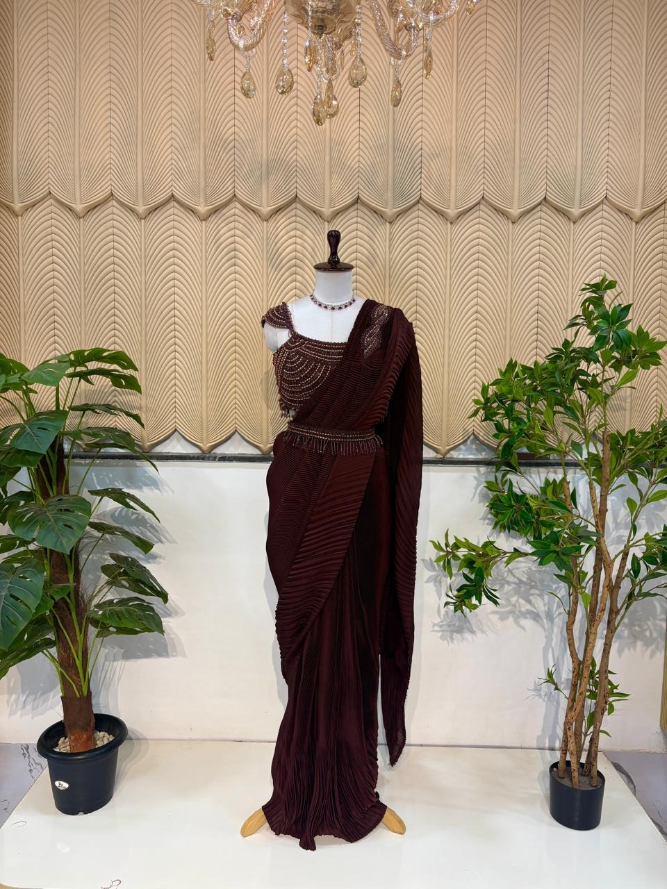 Maroon western saree 