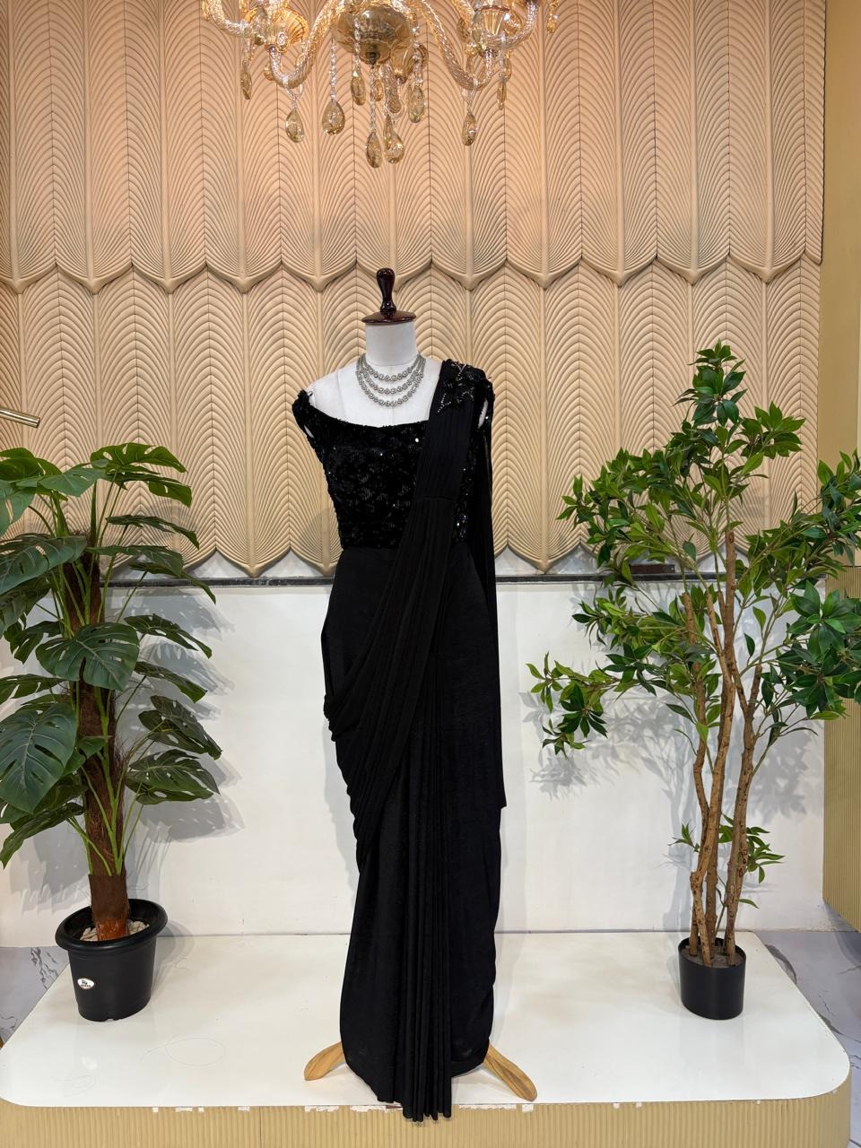 Black Laykra saree