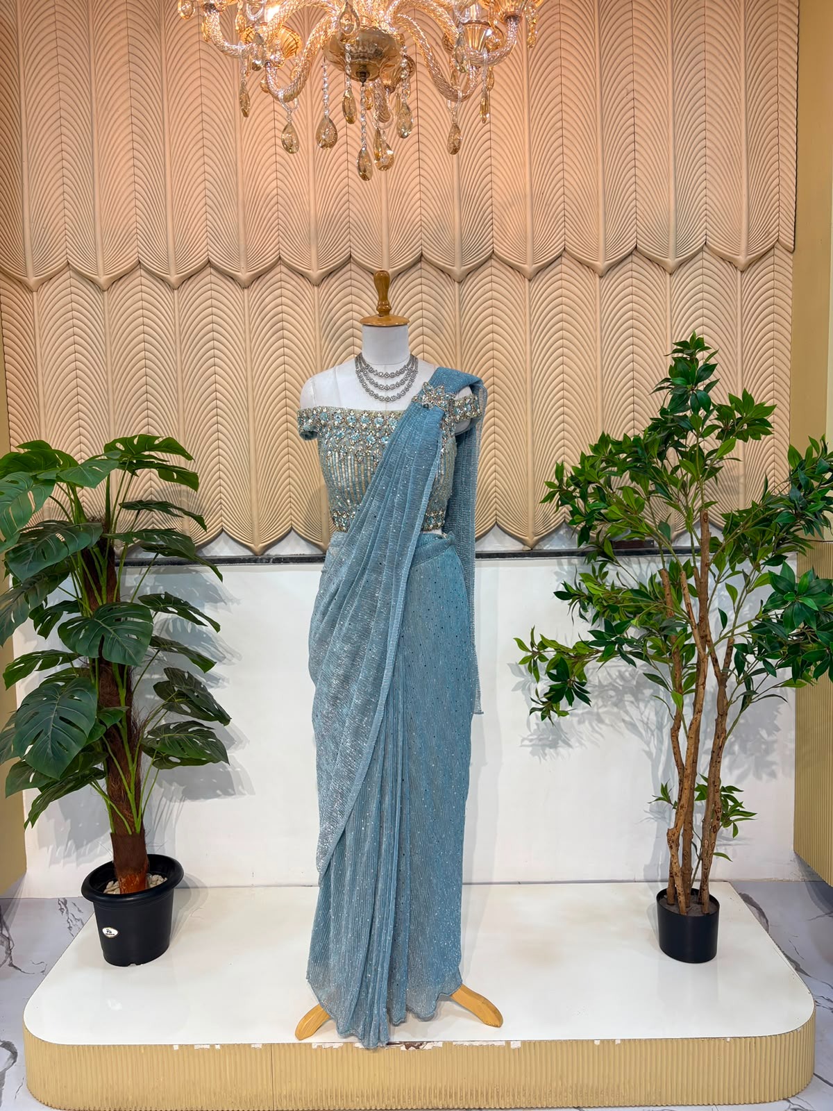 Sky blue saree