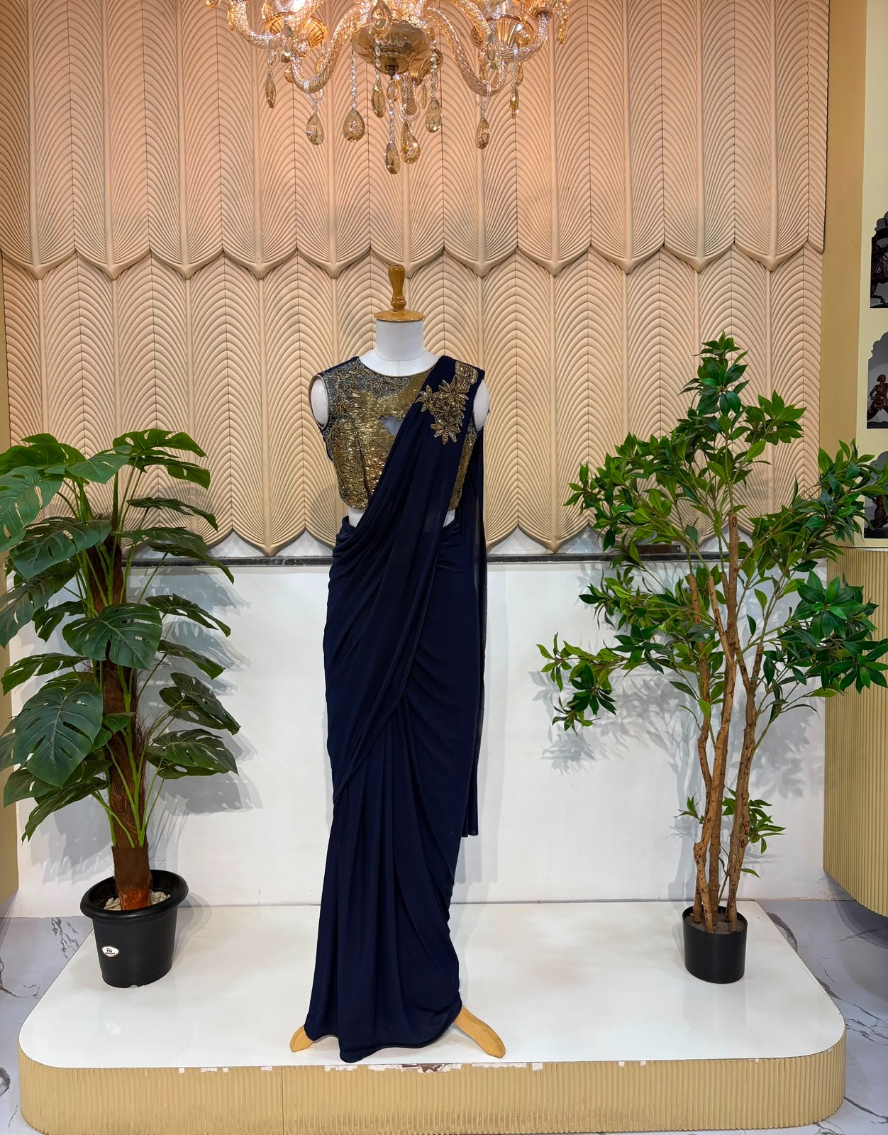 Neavy Blue Weastern Saree