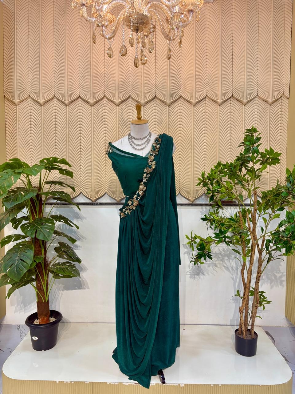 Green Layered Western Saree