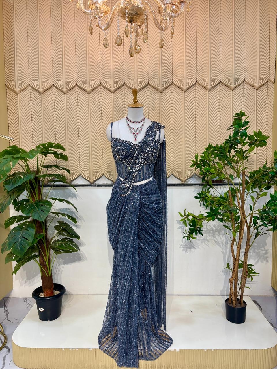 Grey Handwork Saree 