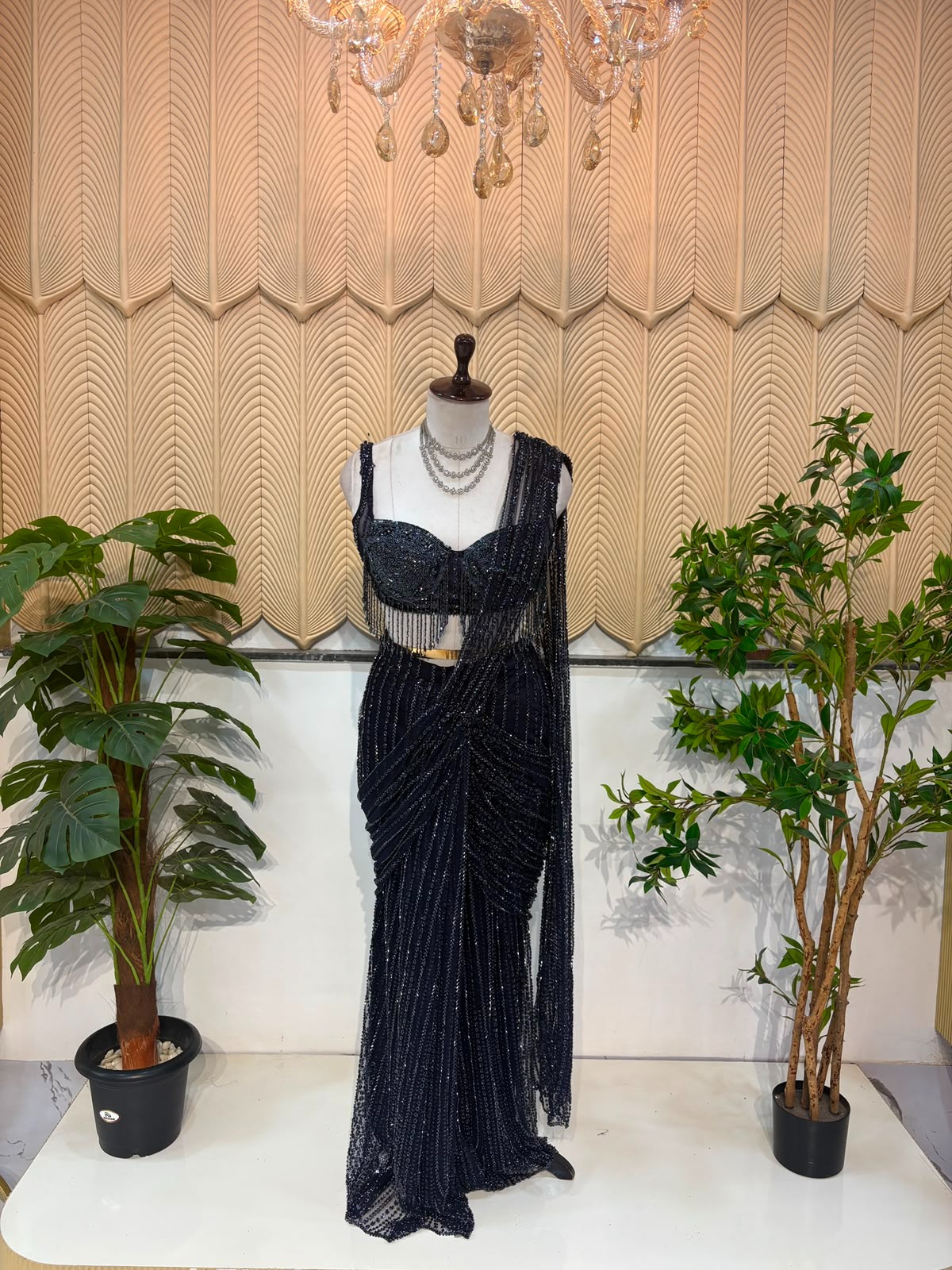 Blue Handwork Indowestern 